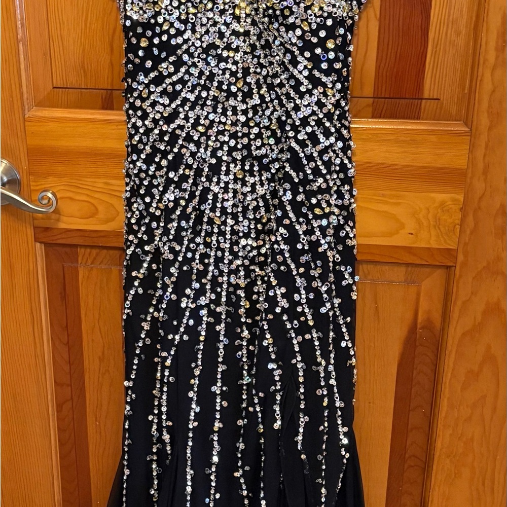 Sean Collection Black and Silver Prom Dress